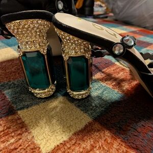 F5J Black and Gold Embellished Heels